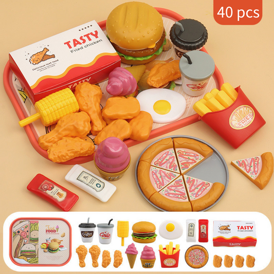 Ensemble de jouets de hamburger de restauration rapide de simulation