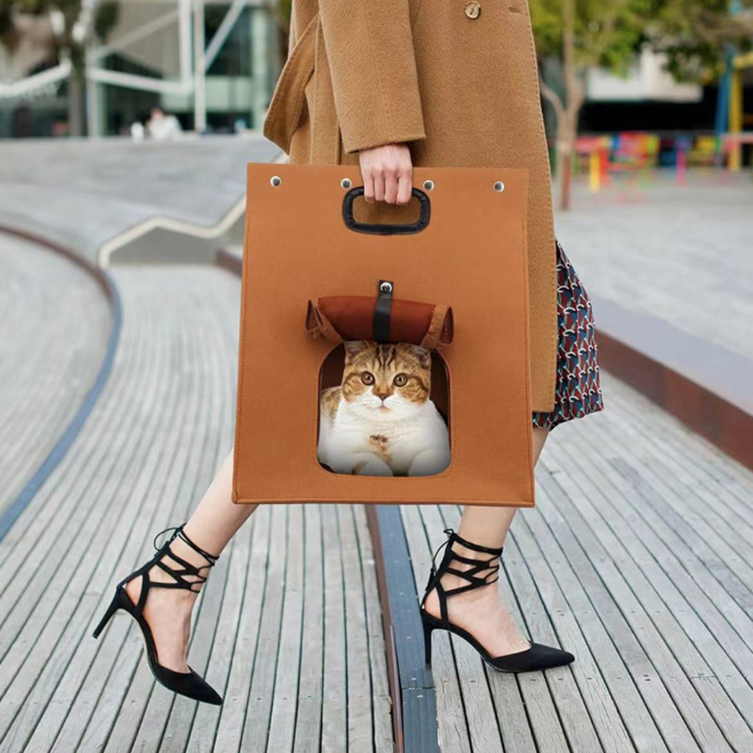 2 in 1 Portable Cat Carrier Felt Bag Briefcase