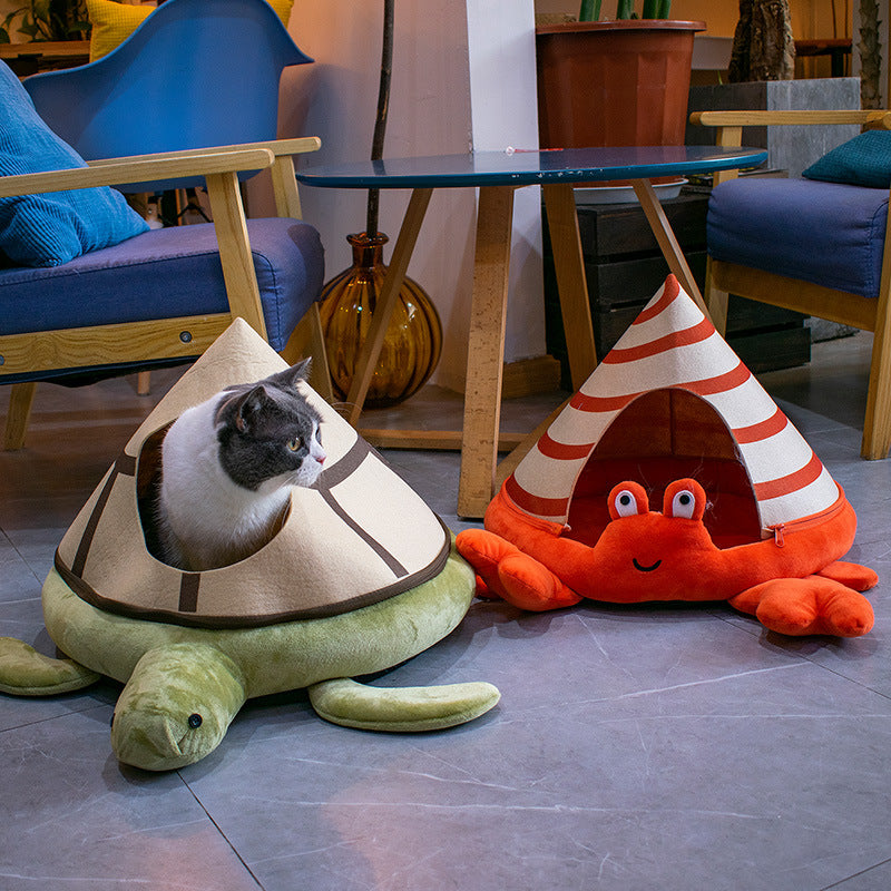 Beach Vibe Cat Bed - Crab, Turtle