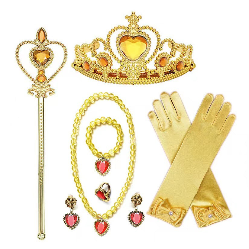 Little Girl Princess Yellow Golden Dress Set
