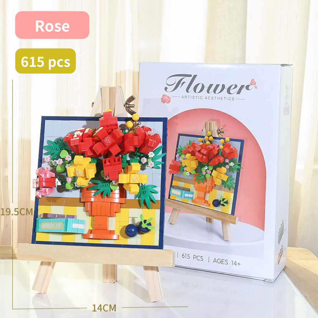 3D Flower Building Blocks with Easel