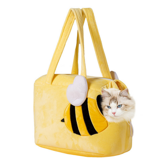 Sac à main en peluche style abeille pour chat