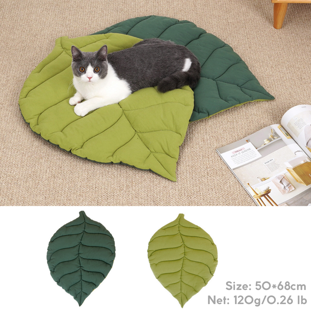 Tapis pour chat double face en forme de feuille